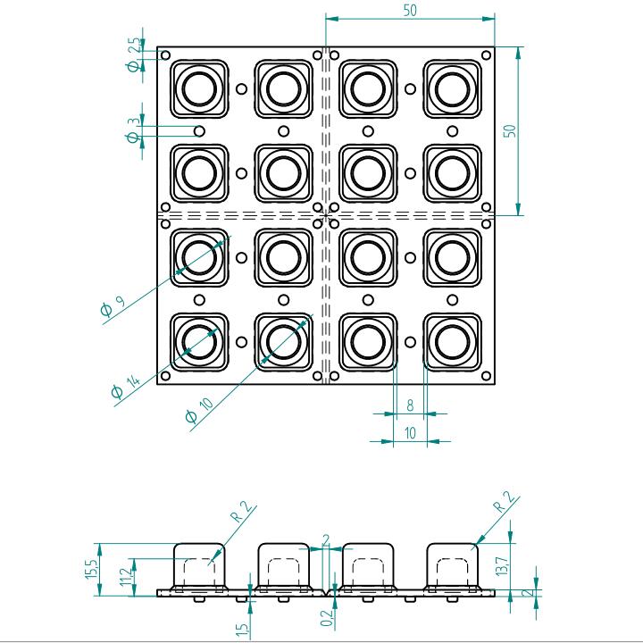 Teclado de silicona 4x4