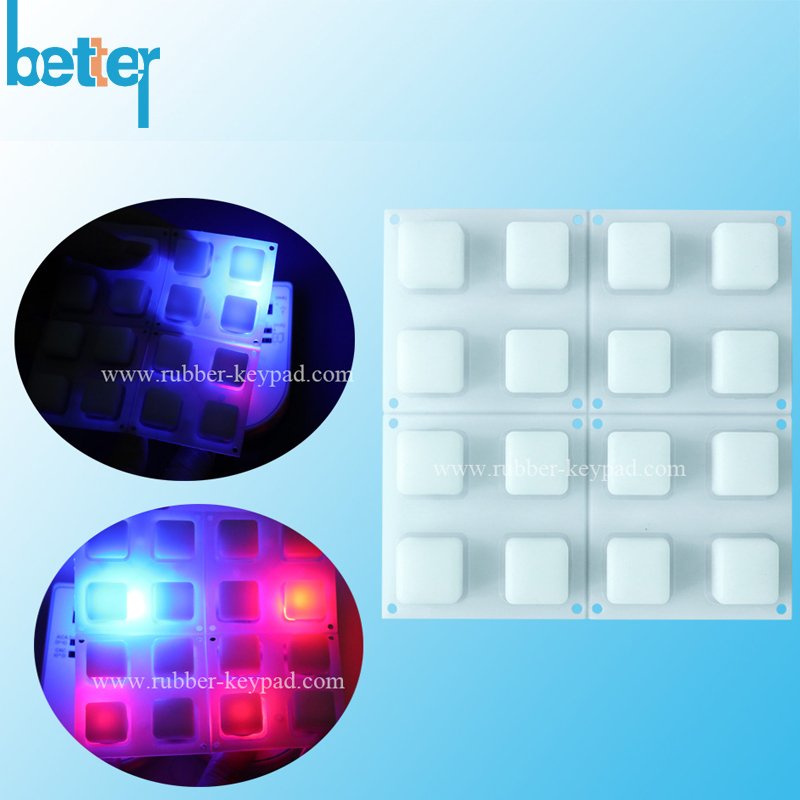 Teclado de retroiluminación de silicona transparente 4x4
